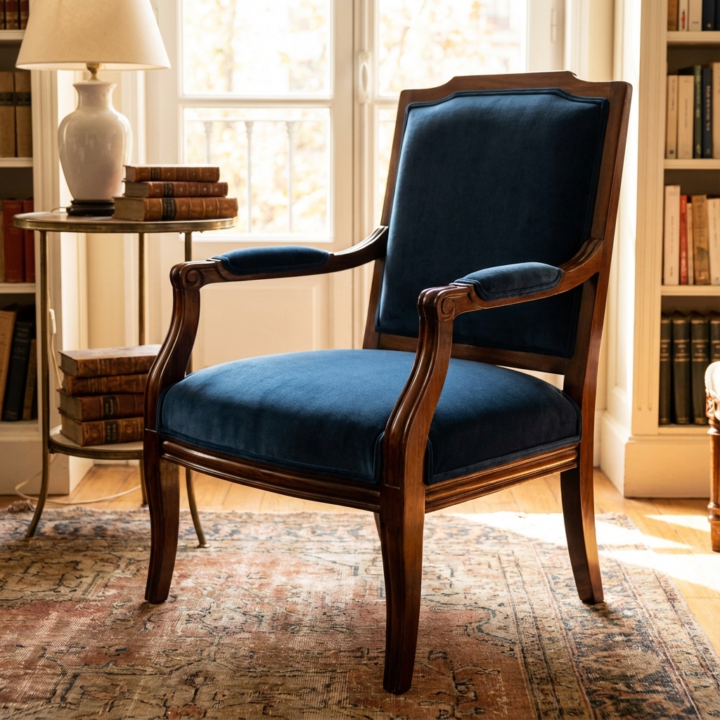 Butaca restaurada con terciopelo